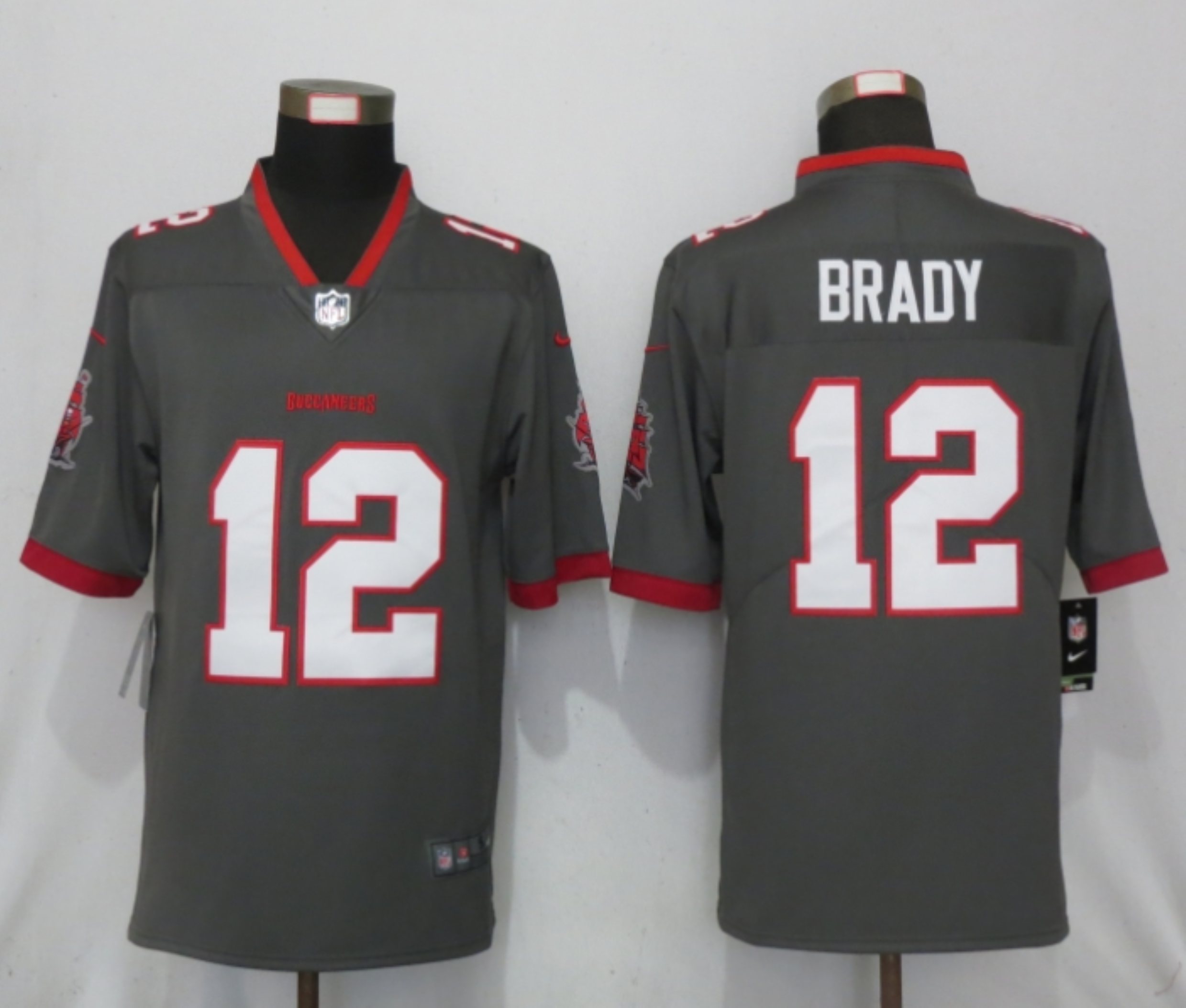 Men New Nike Tampa Bay Buccaneers #12 Brady Nike Pewter Alternate Vapor Limited Jersey